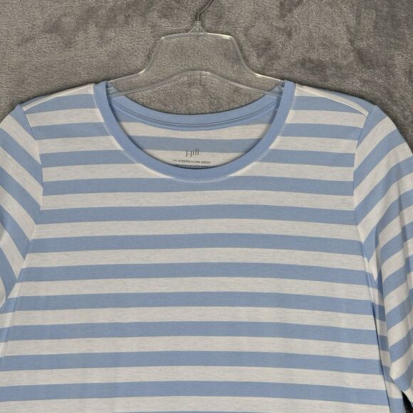 J. Jill Dress Womens Large Blue White Fit Striped A-Line‎ Jersey Casual Office - Picture 4 of 8